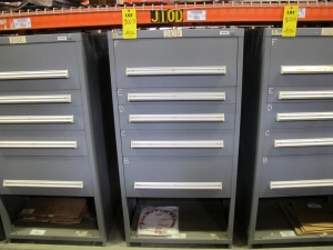 STANLEY VIDMAR HEAVY DUTY 5-DRAWER PARTS CABINET W/ CONTENTS (W-50) LOADING & HANDLING FEE $25-